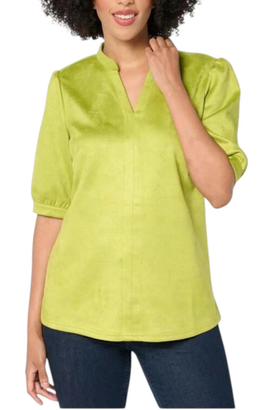 Belle Boho by Kim Gravel Women's PerSuede Me Puff Sleeve Kiwi - Regular